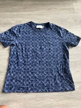 Coach women Blue Signature Jacquard Short-Sleeve Tee